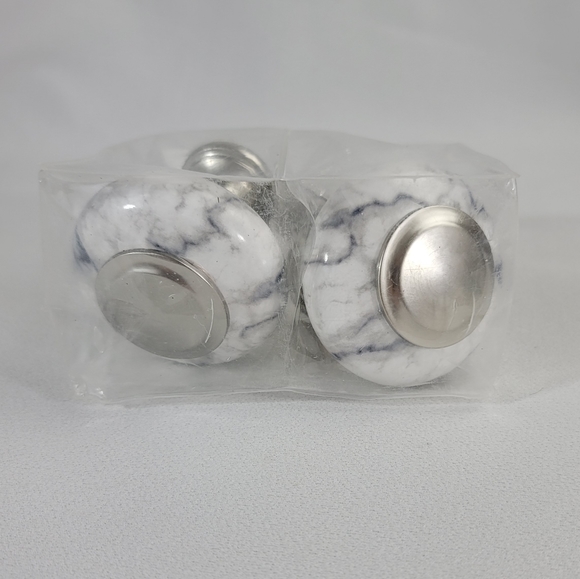 JcPenney Home Set Of 2 Faux Marble Finial Brushed Nickle Finish - Picture 10 of 14